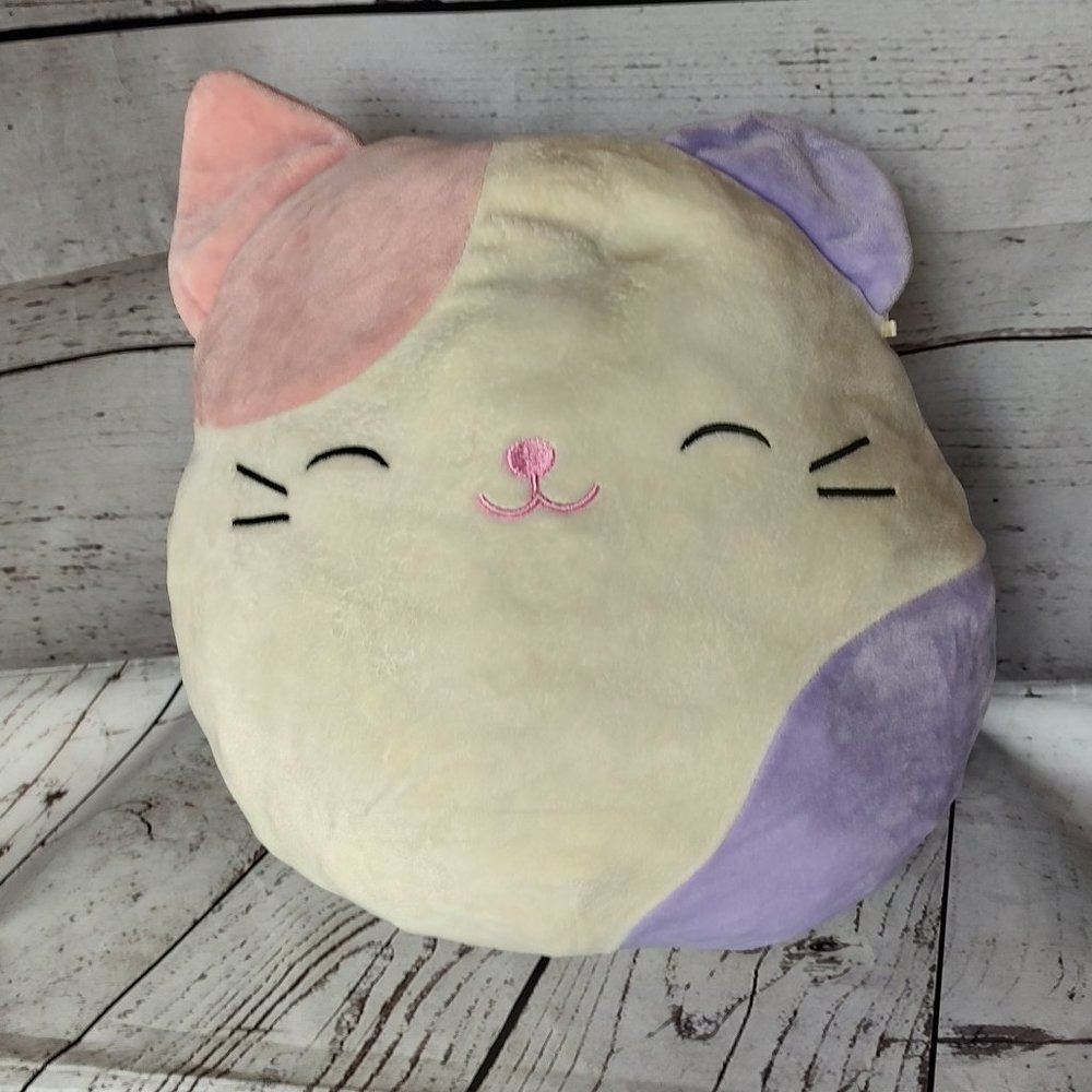 Squishmallow 13 Inch Carlota Calico Cat Plush White with Purple and Pink